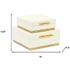 HomeRoots Set of Two White And Gold Square Nesting Decorative Storage Boxes With Lids - 3 of 4