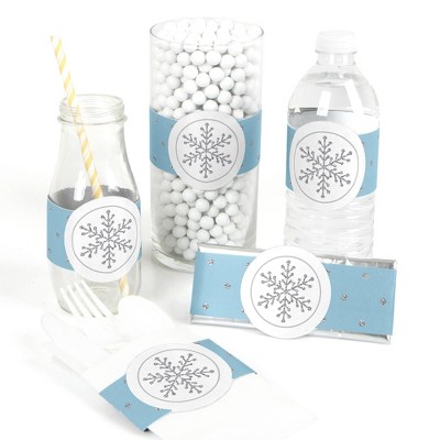 Big Dot of Happiness Winter Wonderland - DIY Party Supplies - Snowflake Holiday Party & Winter Wedding DIY Wrapper Favors and Decorations - Set of 15