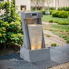 LuxenHome Gray Resin 2-Column Sculpture Outdoor Fountain with Lights - 4 of 4