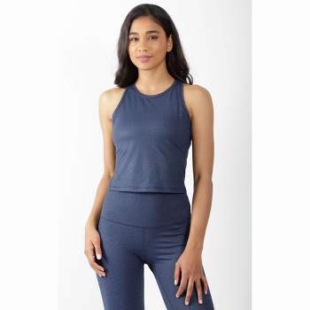 90 Degree By Reflex - Women's Ribbed Cropped Tank Top With Padded Inside  Bra - Sage - Large : Target