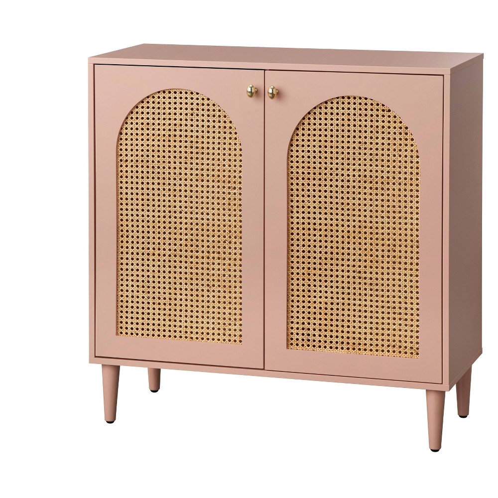 Lifestorey Montello Mid Century Modern Cane Door Buffet Elegant Pink