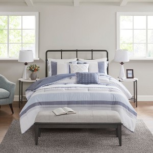 5Pcs Comforter Set, Farmhouse Solid Bedding Set, Cotton Bed Comforter - 1 of 4