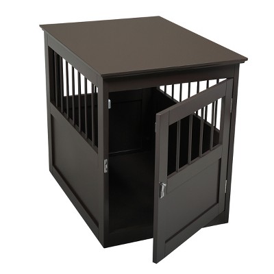 Sevobal Pet Crates and Houses Wood Indoor Dog Crate Furniture, End Table Designed Dog Kennel with Side Slats, Modern Dog Fence, Brown, 24.4"*20"*27.5"