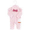 Hudson Baby Girls Thermal Preemie Sleep and Play and Cap, Pink Hearts, Preemie - 2 of 2