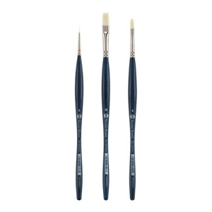 Borciani e Bonazzi Unico Bianco Synthetic Paint Brush Assorted Shapes -Set of 3 - Acrylic, Oil, Gel, Impasso Painting - Ergonomic Handle, - 1 of 4