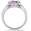 Pompeii3 2ct Amethyst & Diamond Halo Anniversary 14K White Gold Ring - 2 of 3