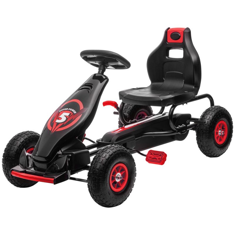 Aosom Ergonomic Pedal Go Kart Kids Ride-on Toy, Pedal Car with Tough, Wear-Resistant Tread, Go Cart Kids Car for Boys & Girls, Ages 5-12, 5 of 9