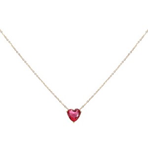Unique Bargains Women's Birthstone Cubic Zirconia 18K Gold Plated Heart Necklace 17.7" - 1 of 4