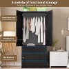 Acekool 69.5" Armoire Wardrobe Closet with Drawers, Wooden Storage Cabinet with Hanging Rod, Louvered 2-Door for Bedroom - 4 of 4