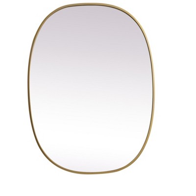 Elegant Lighting Metal Frame Oval Mirror 27x36 Inch in Brass