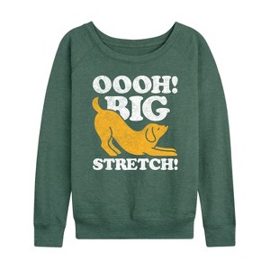 Women's - Instant Message - Dog Oooh Big Stretch Lightweight French Terry Wide Neck Long Sleeve Graphic Shirt - 1 of 4