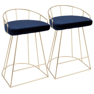 26" Contemporary-Glam Counter Stool with Padded Velvet Seat and Metal Frame, Set of 2 for Kitchen - 1 of 4