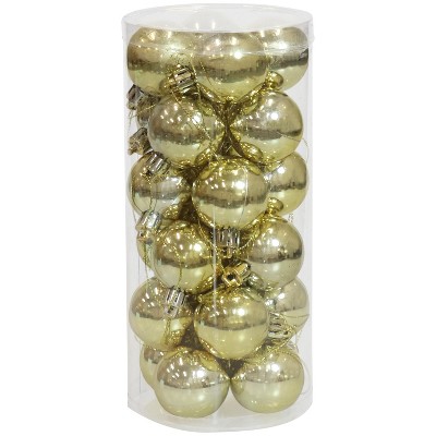 Sunnydaze 24ct Merry and Bright Shatterproof Christmas Ball Ornament - 40mm - Gold