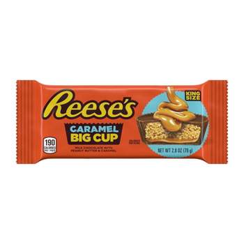Reese's Milk Chocolate Peanut Butter Cup Big Cup with Caramel King Size Bar Candy - 2.8oz