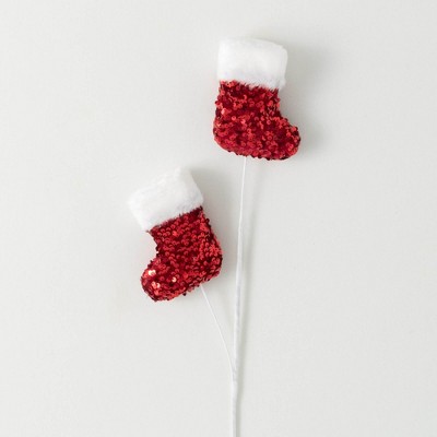 26"H Sullivans Artificial Christmas Red Glitter Stocking Spray, Indoor Christmas Decor