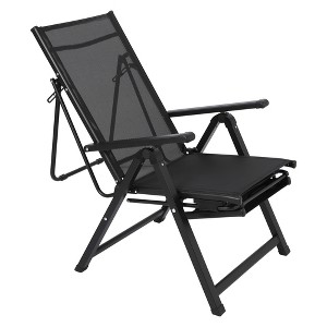 3 in 1 Outdoor Lounge Chairs Set Outdoor Patio Folding Chairs with Retractable Footrest Lightweight Lawn Beach Reclining Lounge Chair with Armrests - 1 of 4