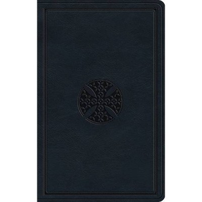 ESV Large Print Value Thinline Bible (Trutone, Navy, Mosaic Cross Design) - (Leather Bound)