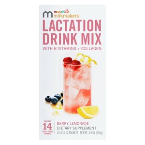 Munchkin Milkmakers Lactation Drink Mix Supplement with B Vitamins & Collagen - Berry Lemonade - 14ct/4.9oz - 1 of 4