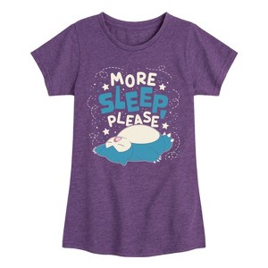 Girls' - Pokémon - Snorlax Nap All Day Sleep All Night Fitted Short Sleeve Graphic T-Shirt - 1 of 4