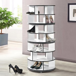 Kings Brand Furniture Cassidy 360° revolving shoe rack—perfect for closets, entryways, bedrooms, or hallways for stylish, space-saving storage - 1 of 4