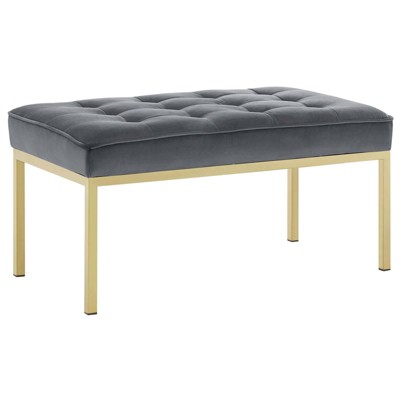 Loft Stainless Steel Leg Medium Performance Velvet Bench Gold/Gray - Modway