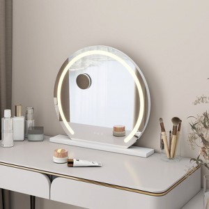 23.6" Round LED Vanity Mirror with Stand - 1 of 4