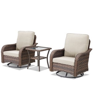Buenhomino Patio Wicker Chairs Swivel Rocker Outdoor Rocking Chairs Set - 1 of 4