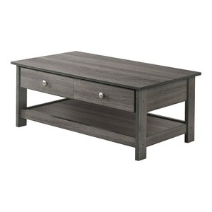 Clonard Wooden Coffee Table Gray - HOMES: Inside + Out: Transitional Style, Storage Shelf, Metal Knobs - 1 of 4