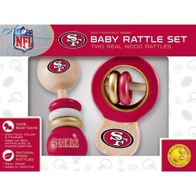 Baby Fanatic Wood Rattle 2 Pack - NFL Detroit Lions Baby Toy Set