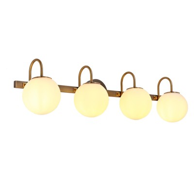LNC Aladarimostinin 33-in 4-Lights Polished Black Mid-century Vanity Lights
