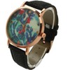 BLACK COLORFUL CACTUS DIAL LEATHER STRAP WATCH - 2 of 4