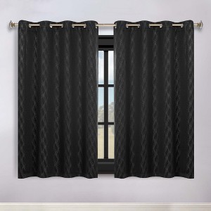 Modern Farmhouse Textured Waves Room Darkening Semi-Blackout Curtains, Set of 2 by Blue Nile Mills - 1 of 4