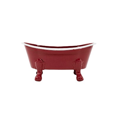 Red Enamel Bathtub Soap Dish Planter Metal by Foreside Home & Garden