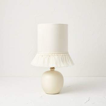 Small Table Lamp with Fringe Shade Off-White (Includes LED Light Bulb) - Opalhouse™ designed with Jungalow™