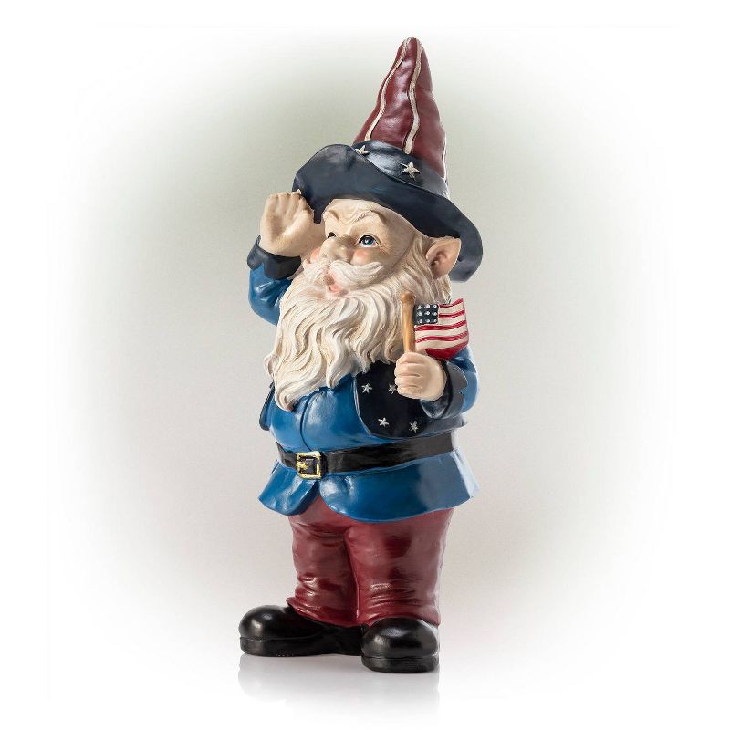 12&#34; Polyresin/Stone Americana Saluting Gnome with Flag Red/White/Blue - Alpine Corporation, 5 of 8