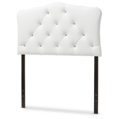 Rita Modern And Contemporary Faux Leather Upholstered Button - Tufted Scalloped Headboard - Twin - White - Baxton Studio