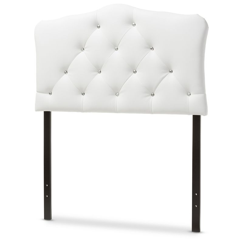 Twin Myra Modern And Contemporary Faux Leather Upholstered Button Tufted Scalloped Headboard White - Baxton Studio, 1 of 6