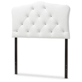 Twin Rita Modern And Contemporary Faux Leather Upholstered Button Tufted Scalloped Headboard White - Baxton Studio