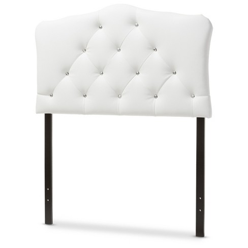 Tufted Scalloped Headboard, White Leather Upholstered Headboard