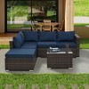 SKRAN Set of 4 Patio Conversation PE Rattan Wicker Sofa with Coffee Table and Ottoman,Sectional Couch WITH/Cushions for Poolside,Backyard,Garden - 2 of 4