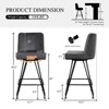 Bekrvio 26" Swivel Counter Height Bar Stools with Back-Faux Leather/Velvet Upholstered, V-Shaped Metal Legs-Modern Counter Stools for Kitchen Island - 4 of 4