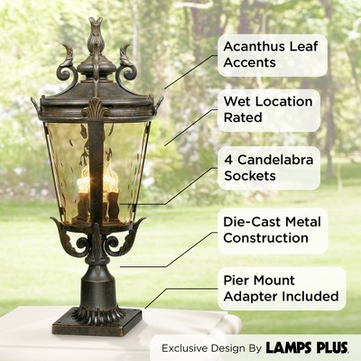 Marseille Bronze 29" Outdoor Post Light with Hammered Glass