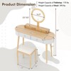 Costway Solid Wood Makeup Vanity Desk Set with LED Lighted Mirror Drawers Cushioned Stool White + Brown/Black + Brown/White + Black/White + Natural - 3 of 4