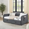 Twin Size Upholstered Daybed with Trundle Bed and Two Storage Drawers for Bedroom or Guest Room - 2 of 4