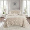 Gulches 3 piece Full/Queen Tufted Cotton bedspread set,Taupe - 4 of 4