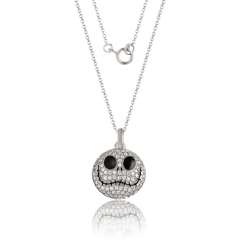 Disney The Nightmare Before Christmas Womens Sterling Silver and Cubic Zirconia Jack Pendant Necklace, 18'', 5 of 7