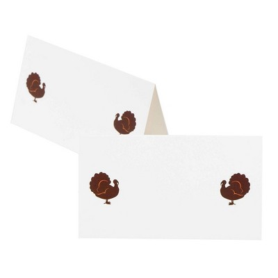 Blue Panda 100-Pack Turkey Place Cards, Small Tent Cards for Thanksgiving Parties (3.5 x 2 Inches)