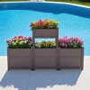 Gulches Rectangular Raised Garden Bed Kit Indoor Outdoor Plastic Planter Grow Box for Fresh Vegetables, Herbs, Flowers & Succulents, Coffee color - 3 of 4