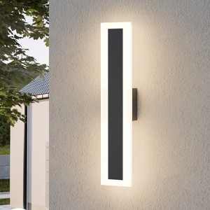 LamQee Black Long Outdoor Wall Lights Modern Exterior Lighting Fixtures LED Linear Outdoor Wall Sconces Lighting - 1 of 4