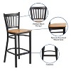 Flash Furniture Black Vertical Back Metal Restaurant Barstool - 3 of 4
